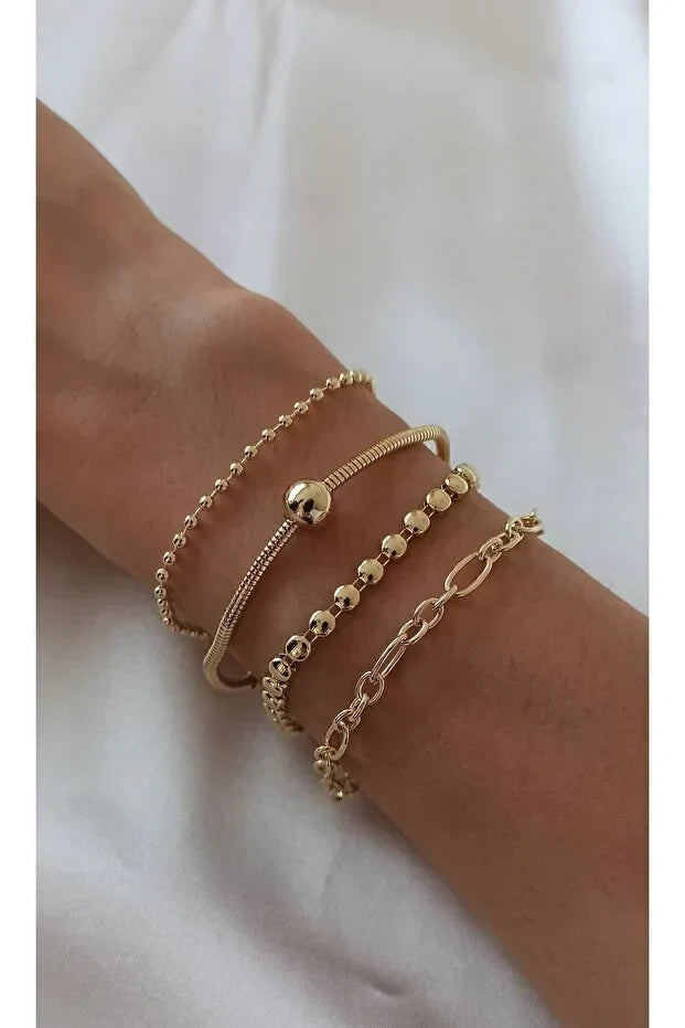 Sport Layered Bracelet Set Four Stackable Bracelets for Modern Energetic Style