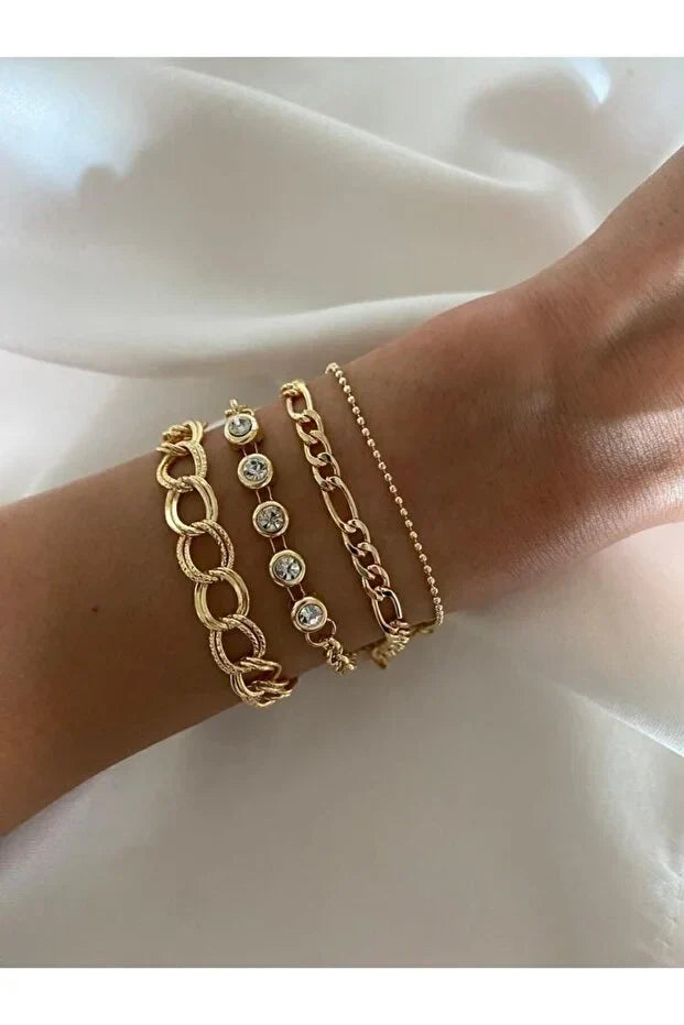 White Stone Bracelet Set Layered Elegant Jewelry for Women and Gifts