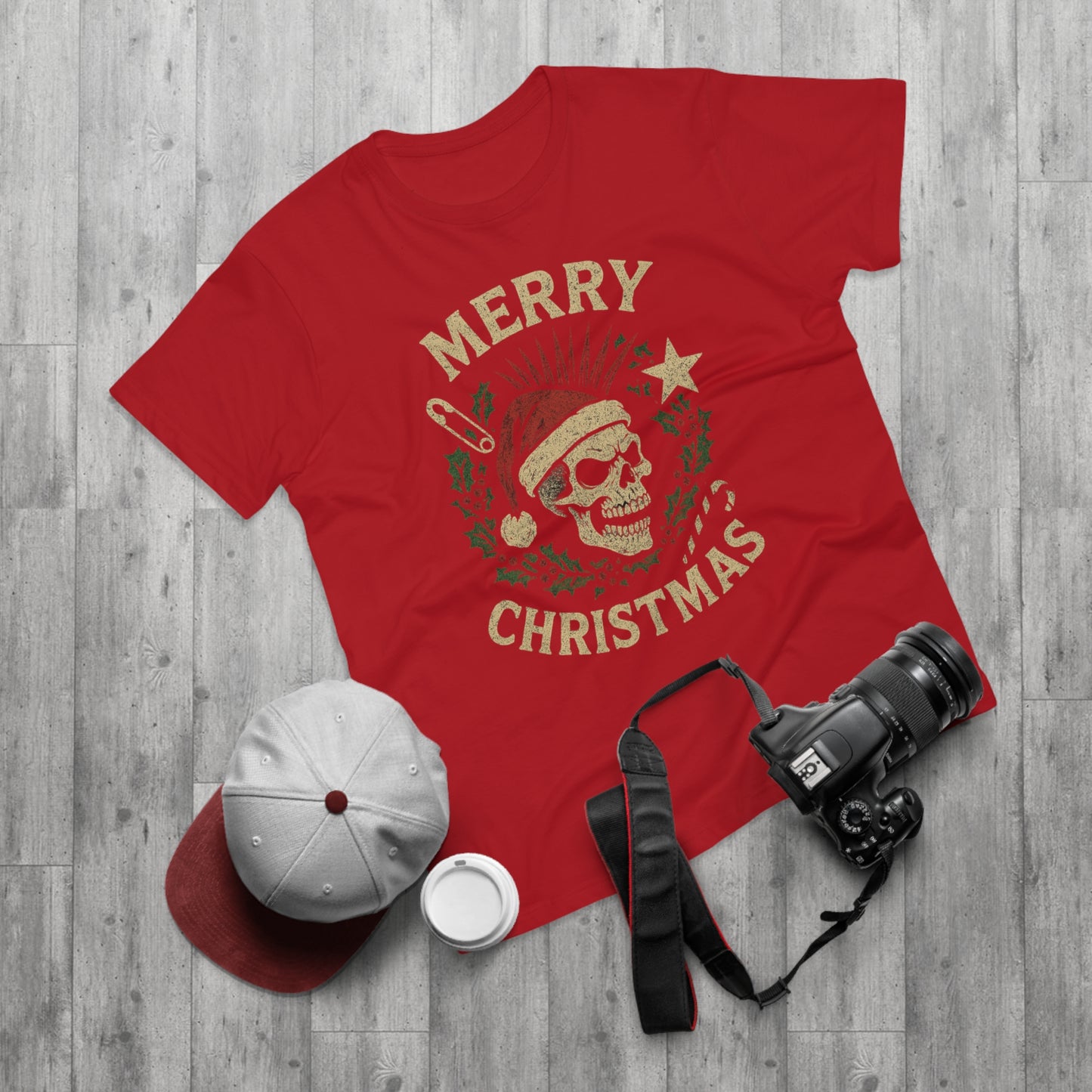 Merry Christmas Skull T-Shirt — Edgy Holiday Tee for Men