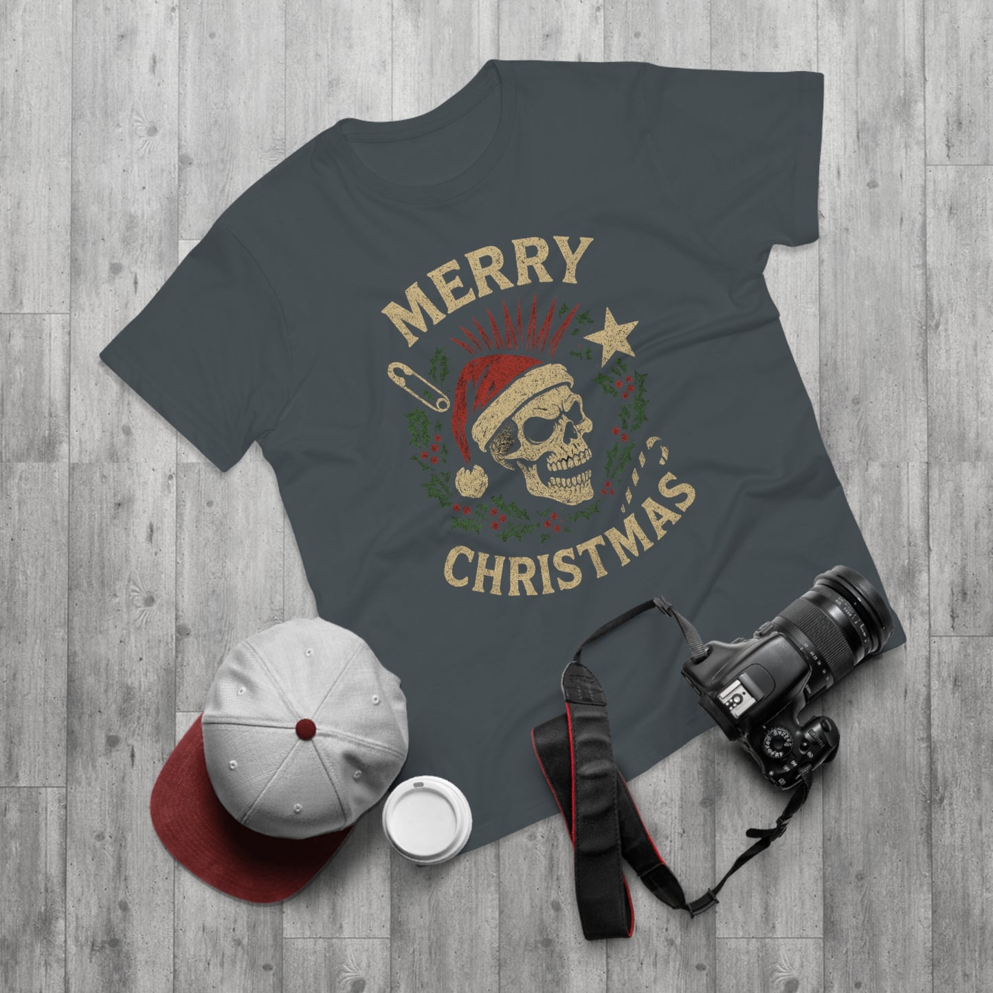Merry Christmas Skull T-Shirt — Edgy Holiday Tee for Men