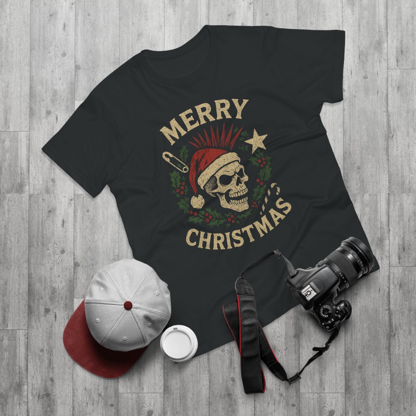 Merry Christmas Skull T-Shirt — Edgy Holiday Tee for Men