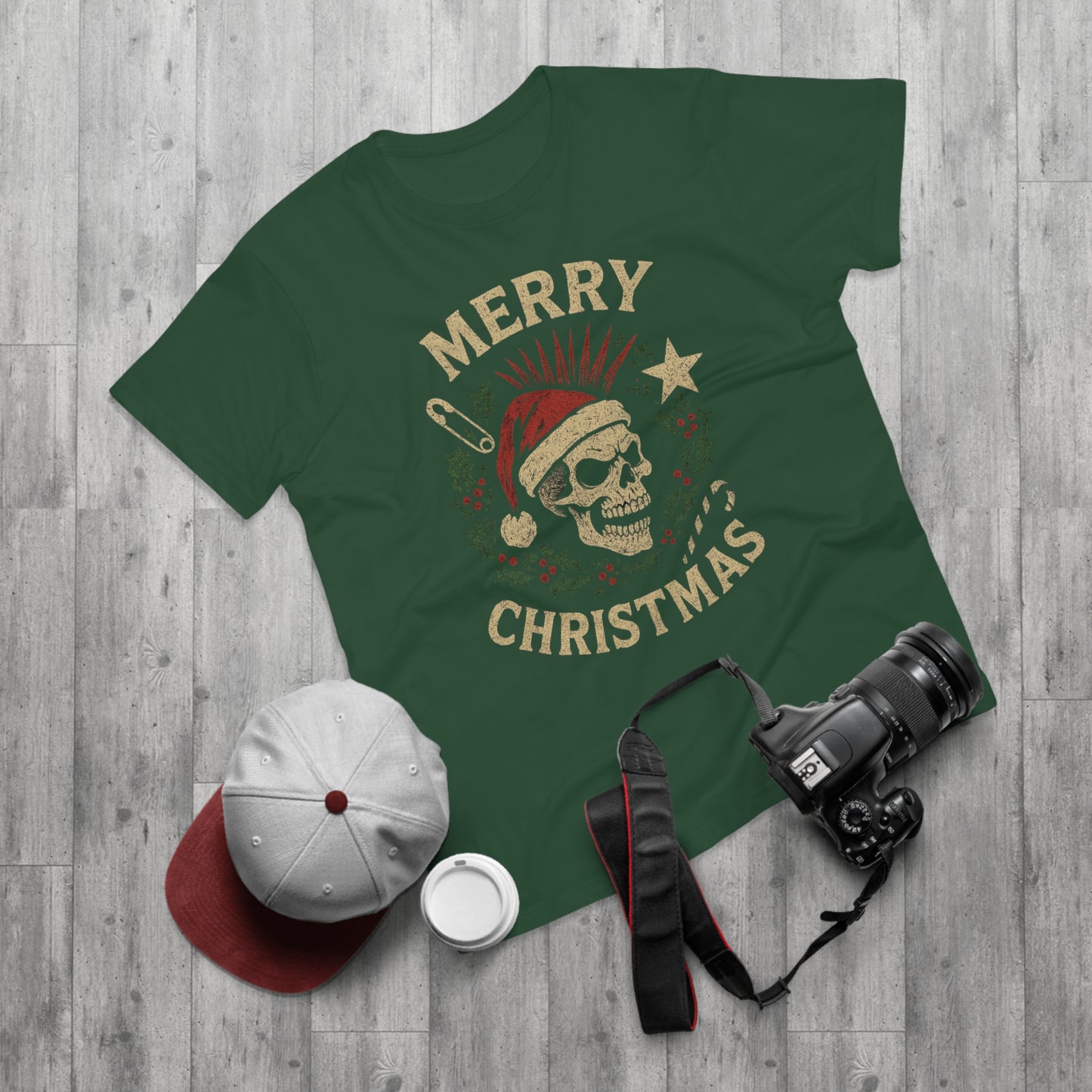 Merry Christmas Skull T-Shirt — Edgy Holiday Tee for Men