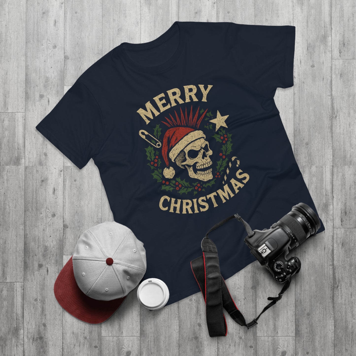 Merry Christmas Skull T-Shirt — Edgy Holiday Tee for Men