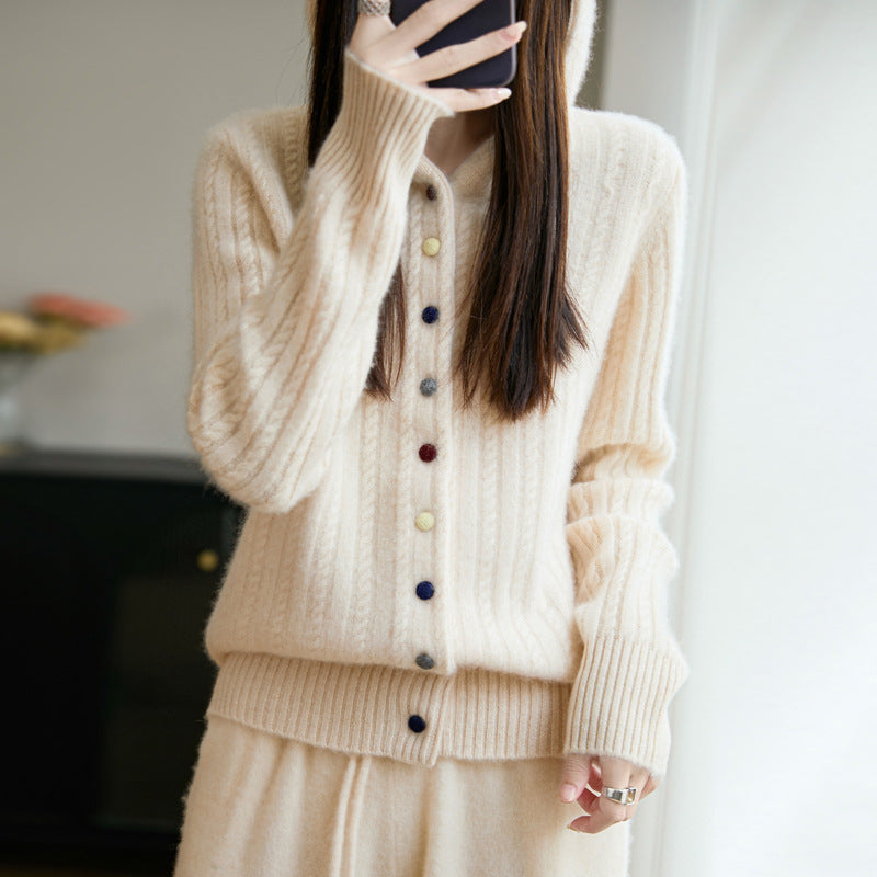 Auriell Wool Hooded Cardigan