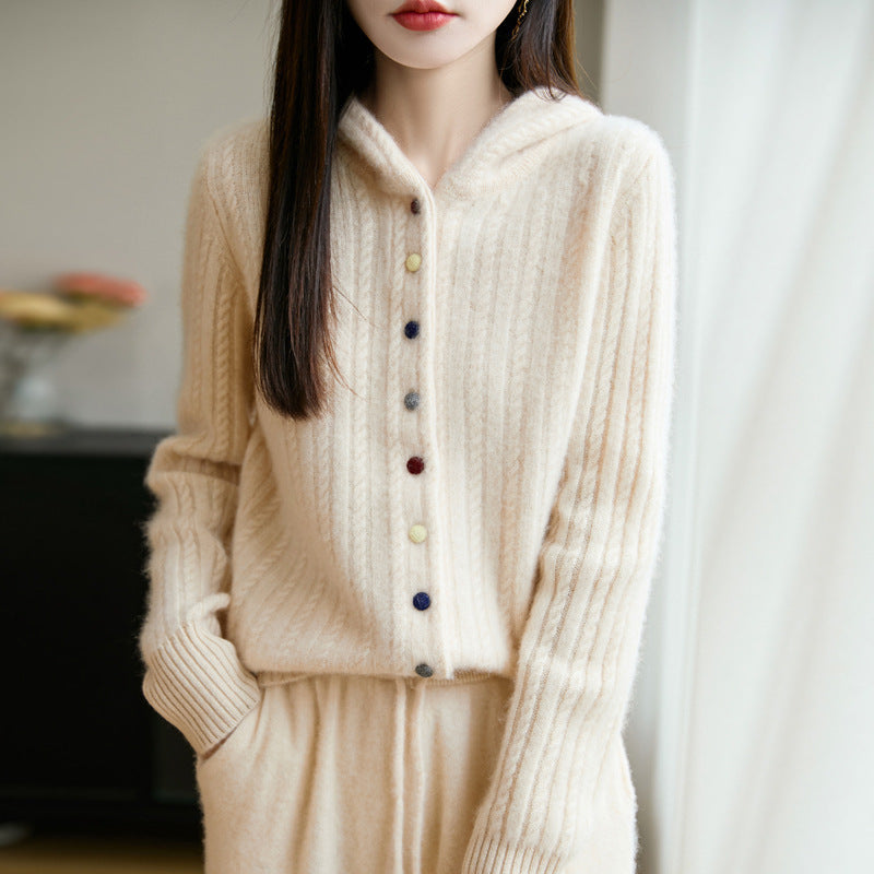 Auriell Wool Hooded Cardigan