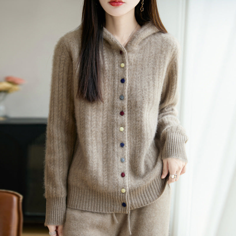 Auriell Wool Hooded Cardigan