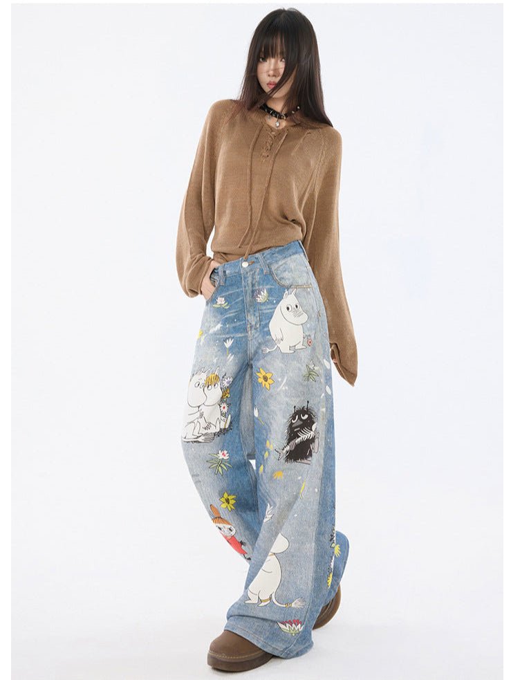 Moomins Cartoon Jeans for Fun Style