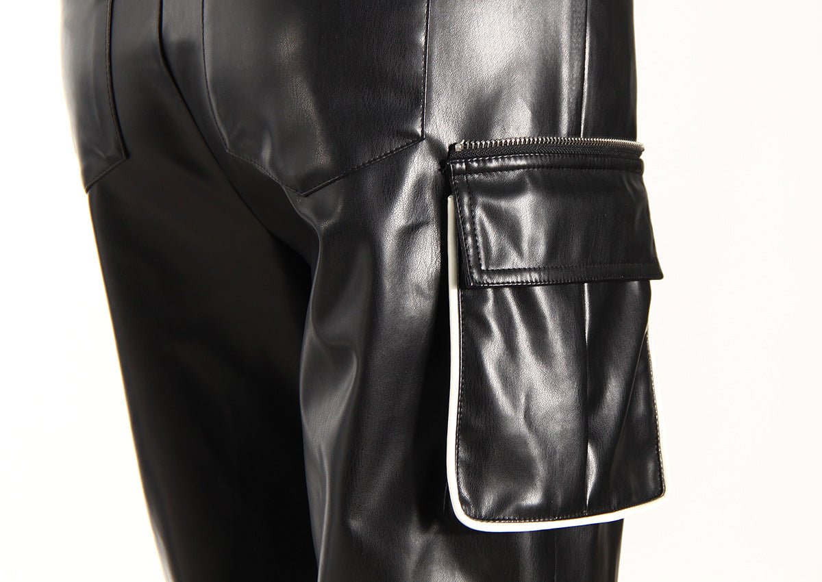Streetwear Pants with Glossy Effect and Side Pockets