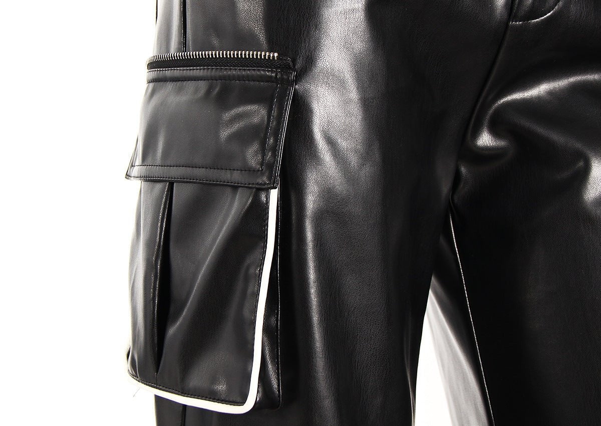 Streetwear Pants with Glossy Effect and Side Pockets