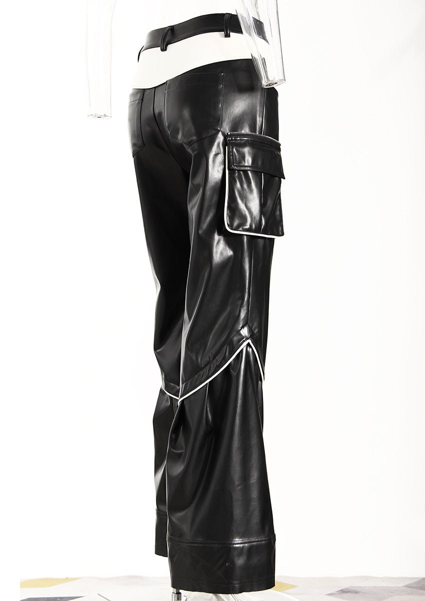 Streetwear Pants with Glossy Effect and Side Pockets