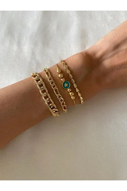 Star Layered Bracelet Set Modern Stackable Jewelry for Women and Girls