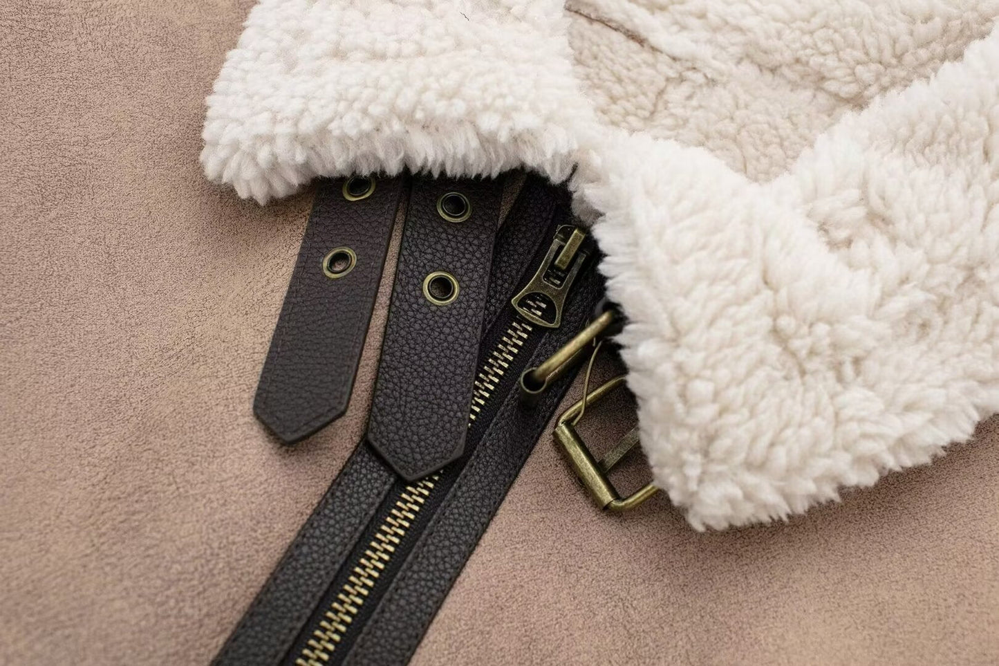 Women Retro Motorcycle Style Short Fur Jacket